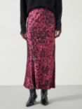 HUSH Simone Animal Print Slinky Midi Skirt, Oxblood