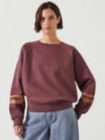 HUSH Gemma Foil Stripe Jumper, Chocolate Brown