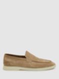 Reiss Kason Slip-On Suede Loafers, Light Stone