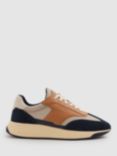 Reiss Emmett Lightweight Colour Block Trainers, Navy/Camel