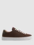 Reiss Finley Nubuck Low Top Trainers, Mid Brown