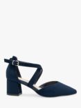 Paradox London Ffion Wide Fit Block Heel Court Shoe, Navy