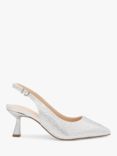 Paradox London Fiora Wide Fit Diamante Kitten Heel Slingback Court Shoes, Silver