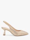 Paradox London Fiora Wide Fit Diamante Kitten Heel Slingback Court Shoes, Champagne