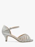 Paradox London Evelyn Wide Fit Kitten Heel Strappy Sandals, Silver