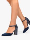 Paradox London Rana Micro Suede Block Heel Court Shoes