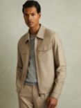 Reiss Pound Moleskin Finish Trucker Jacket, Light Camel