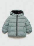 Mango Kids' Aldo Hooded Puffer Jacket, Green