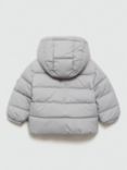 Mango Kids' Aldo Quilted Hooded Jacket, Pastel Grey