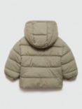 Mango Kids' Aldoal Hooded Quilted Puffer Jacket, Green