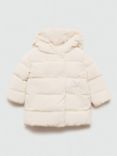 Mango Kids' Julie Hooded Puffer Jacket, Light Beige