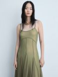 Mango Moss Tulle Seams Dress, Green