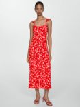 Mango Rosaura Floral Midi Dress, Red/Pink