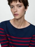 Mango Parisian Stripe Tee, Navy/Red