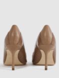 Reiss Gwyneth Croc Effect Leather Stiletto Court Shoes, Taupe