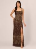 Adrianna Papell Bead Sleeveless Maxi Dress, Chocolate