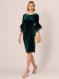 Adrianna Papell Velvet Bell Sleeve Dress, Hunter