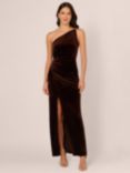 Adrianna Papell Velvet Asymmetric Dress, Dark Brown