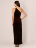 Adrianna Papell Velvet Asymmetric Dress, Dark Brown