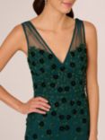 Adrianna Papell Bead Mesh Illusion Dress, Gem Green