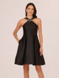 Adrianna Papell Halterneck Mikado Dress, Black