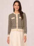 Adrianna Papell Pointelle Stripe Wool Blend Cardigan, Cream/Black