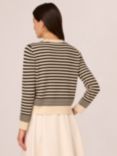 Adrianna Papell Pointelle Stripe Wool Blend Cardigan, Cream/Black