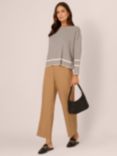 Adrianna Papell Tipped Stripe Side Button Jumper, Heather Grey/Ivory