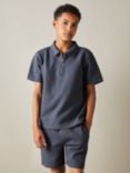 Reiss Kids' Creed Zip Polo Shirt, Steel Blue