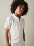 Reiss Kids' Creed Zip Polo Shirt, Off White