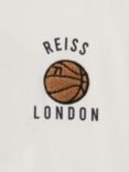 Reiss Kids' Kirby Basketball Motif T-Shirt, Off White