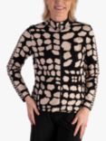 chesca Animal Print Zip Jacket, Black/Cream