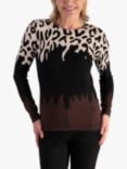 chesca Mixed Animal Print Jumper, Black/Cream