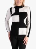 chesca Abstract Geometric Wool Blend Jumper, Black/White