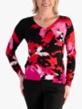 chesca Abstract Roses Jumper, Black/Red