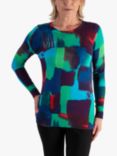 chesca Abstract Geometric Jumper, Green/Multi