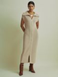 FLORERE Knitted Zip Midi Dress, Sand