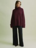 FLORERE Wool Blend Roll Neck Jumper, Burgundy