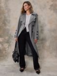 Mint Velvet Relaxed Double Breasted Trench Coat, Grey