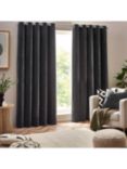 Yard Heavy Chenille Lined Eyelet Curtains, Charcoal