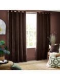 Yard Heavy Chenille Lined Eyelet Curtains, Brown