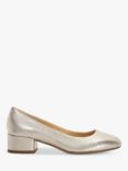 Dune Wide Fit Bracket Block Heel Leather Court Shoes, Gold