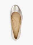 Dune Wide Fit Bracket Block Heel Leather Court Shoes, Gold