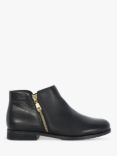 Dune Pandias Wide Fit Leather Zip Ankle Boots, Black