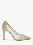 Dune Bridged Wide Fit Embellished Pointed Heels, Gold