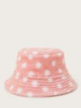 Monsoon Kids' Borg Polka Dot Bucket Hat, Pink