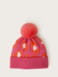 Monsoon Kids' Bright Leopard Print Pom Pom Beanie Hat, Pink