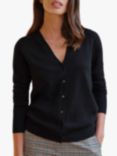 Pure Collection V-Neck Cashmere Cardigan, Black