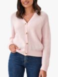 Pure Collection Textured Wool Blend Cardigan, Soft Pink