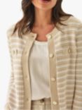 Pure Collection Textured Stripe Cardigan, Neutral